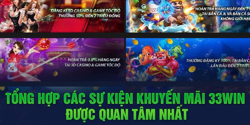 Những sự kiện ưu đãi 33win hot nhất hiện nay